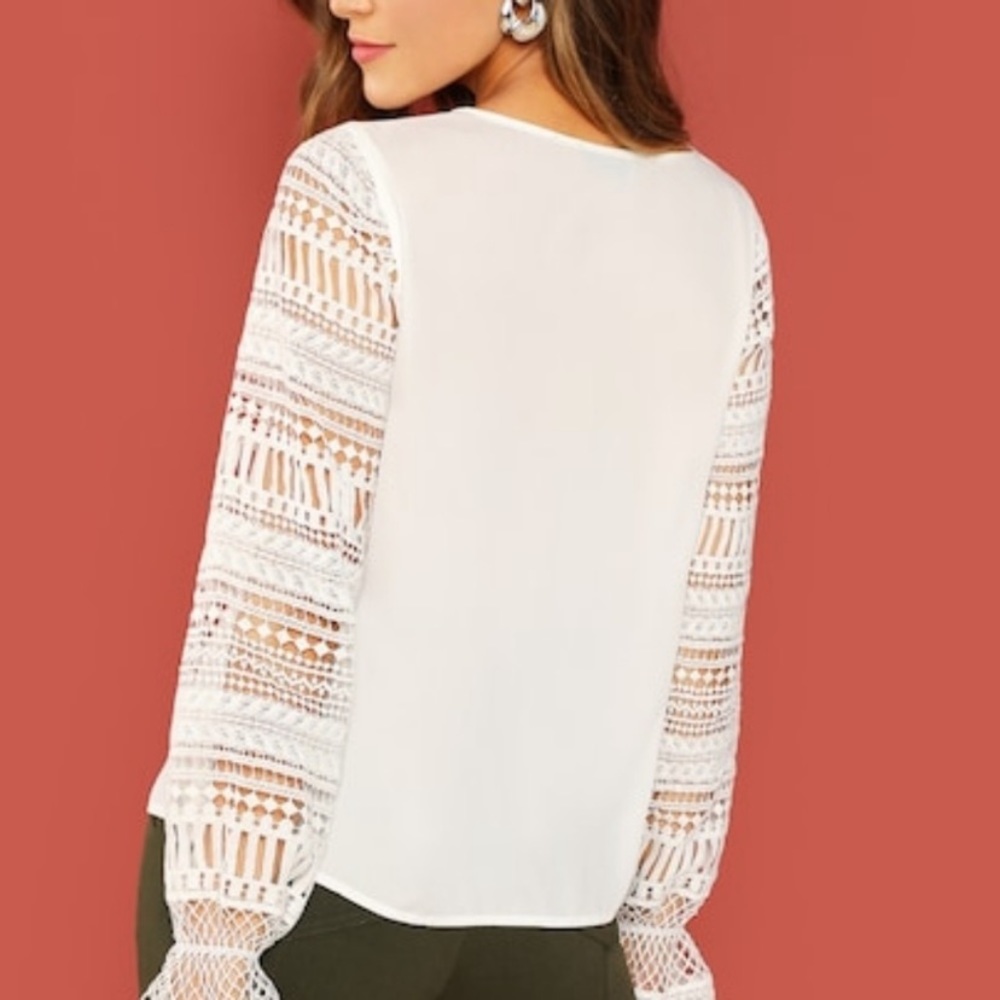 🎉Host pick 🎉Lace intricate sleeve blouse - Picture 6 of 6